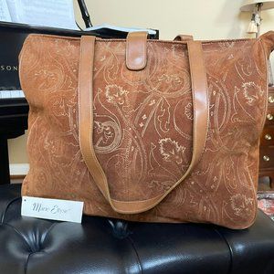 Brown Suede Marie Ellyse Tote/Handbag 12'x17"x6"